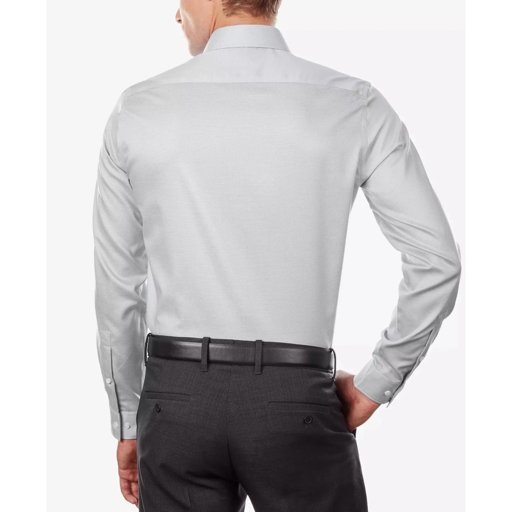 NWT Michael Kors Regular Fit Dress Shirt Men's L 16.5 32/33 Grey Frost Cotton - Picture 2 of 13